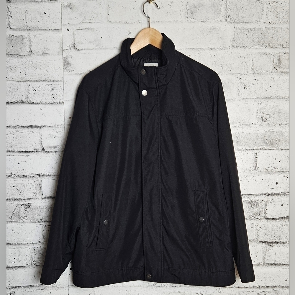 Perry Ellis Portfolio Men’s Black Lightweight Jacket L Zip Snap Casual
